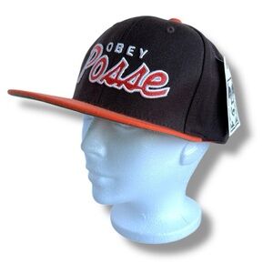NWT Obey Brown and Orange Posse Snapback Hat Cap Wool Blend